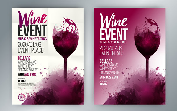 Poster Veranstaltung Wein Vorlage Splash Glas Vektor Welovesolo