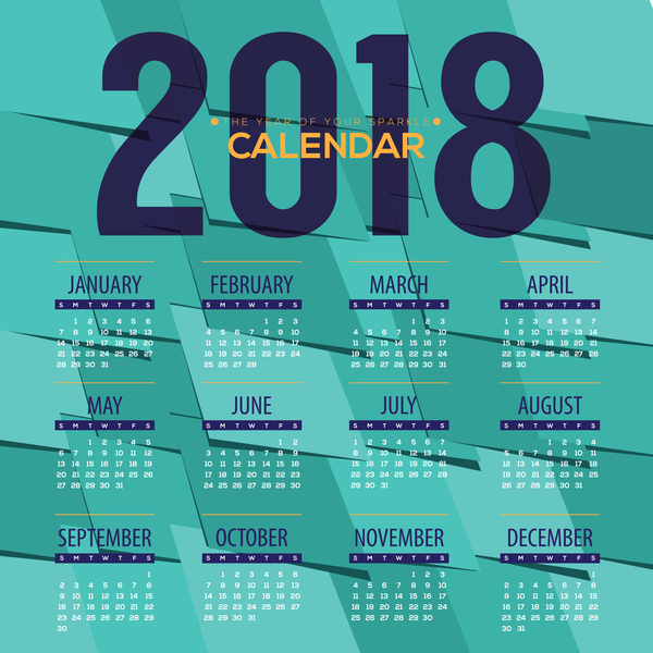 、2018 年カレンダー シンプル 