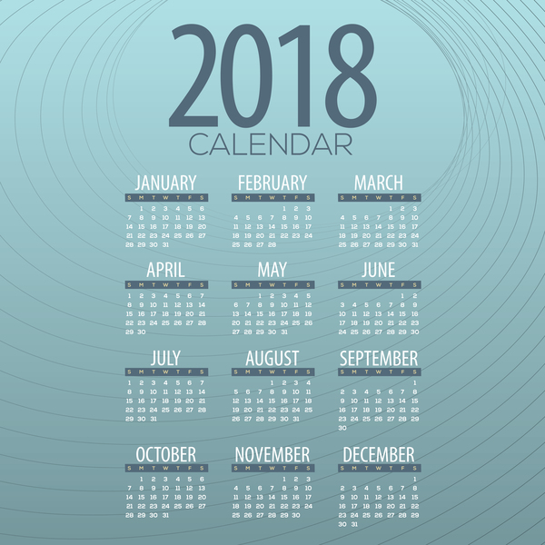 、2018 年カレンダー シンプル 