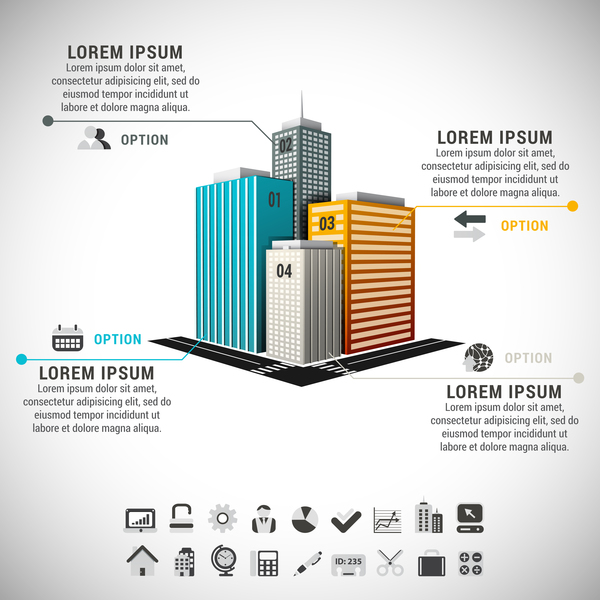 Verksamhet skyskrapor infographic 