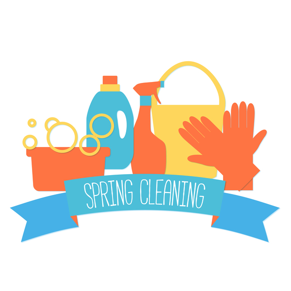våren rengöring etiketter banner 