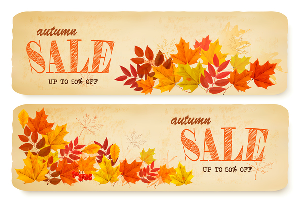 zwei Verkauf Herbst Blätter banner 