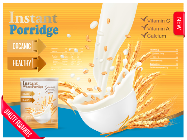 poster Porridge latte grano 