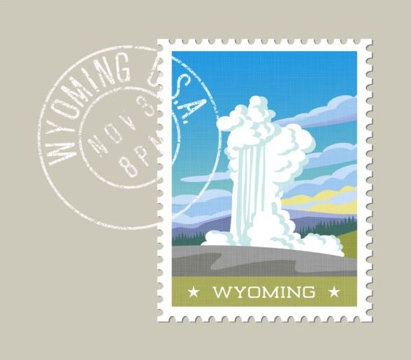、切手、スタンプ、ワイオミング州 